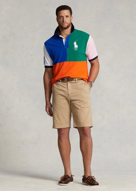 sejlende orange multi Mænd Ralph Lauren stor pony farveblokeret mesh poloshirt Z426B1565