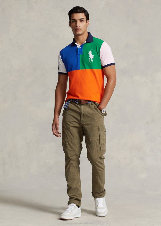 sejlende orange multi Mænd Ralph Lauren stor pony mesh poloshirt - alle passer Z426B8541