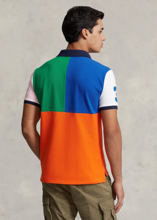 sejlende orange multi Mænd Ralph Lauren stor pony mesh poloshirt - alle passer Z426B8541