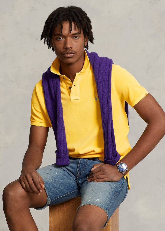 signal gult Mænd Ralph Lauren poloshirt i klassisk pasform i mesh Z426B1095