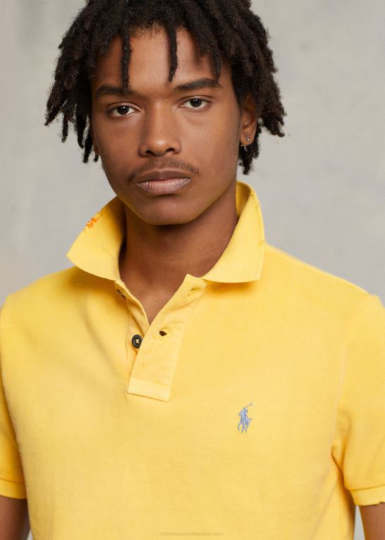 signal gult Mænd Ralph Lauren poloshirt i klassisk pasform i mesh Z426B1095