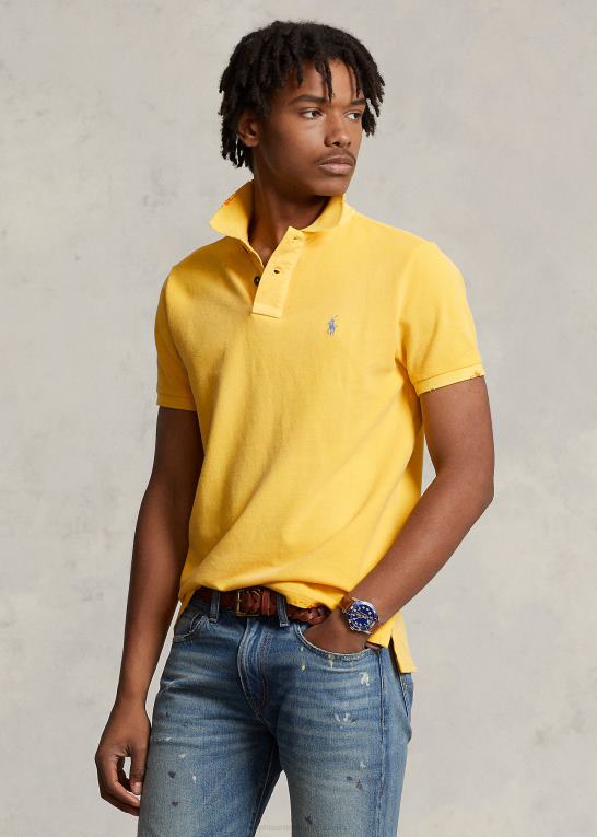 signal gult Mænd Ralph Lauren poloshirt i klassisk pasform i mesh Z426B1095