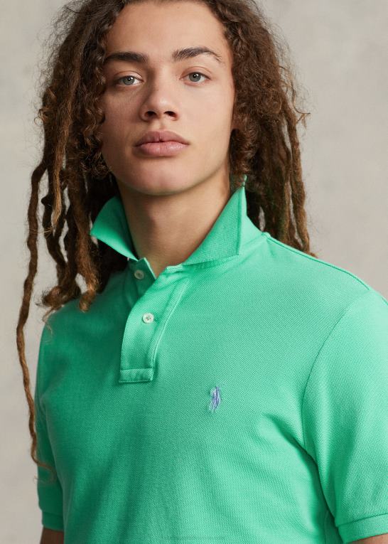 solnedgang grøn Mænd Ralph Lauren slim fit mesh behagelig poloshirt Z426B20