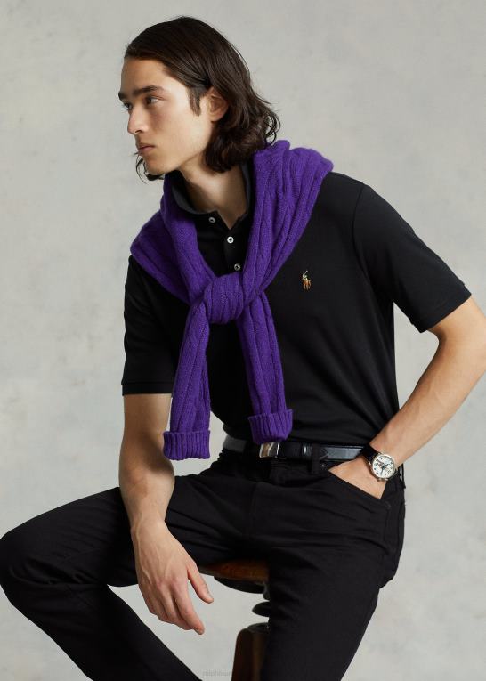 sort Mænd Ralph Lauren blød bomulds poloshirt - alle passer Z426B195
