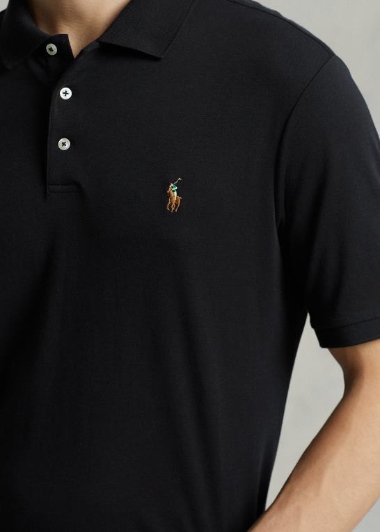 sort Mænd Ralph Lauren blød bomulds poloshirt - alle passer Z426B195
