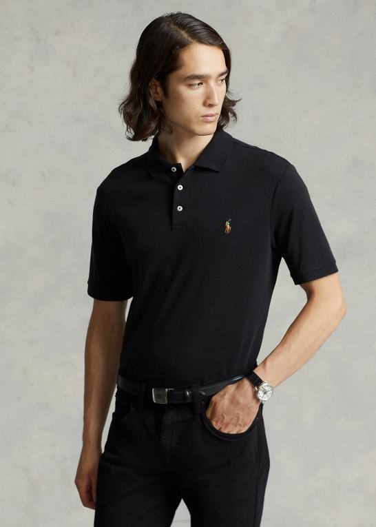 sort Mænd Ralph Lauren blød bomulds poloshirt - alle passer Z426B195