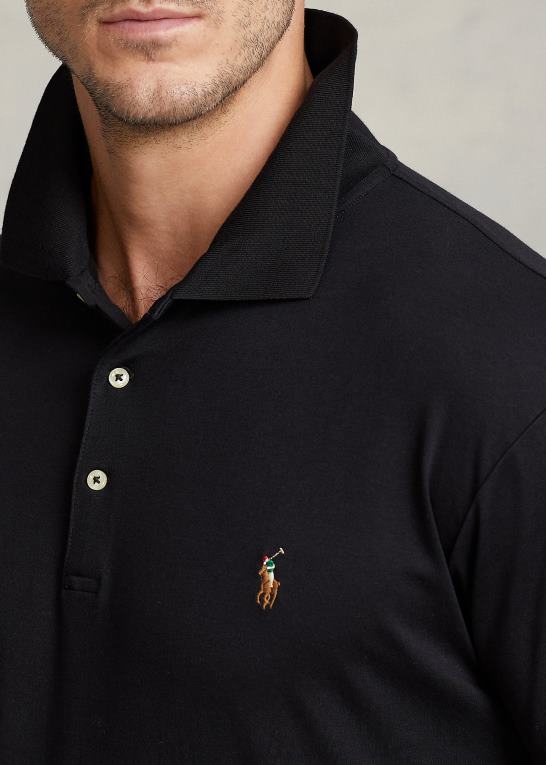 sort Mænd Ralph Lauren blød poloshirt i bomuld Z426B1534