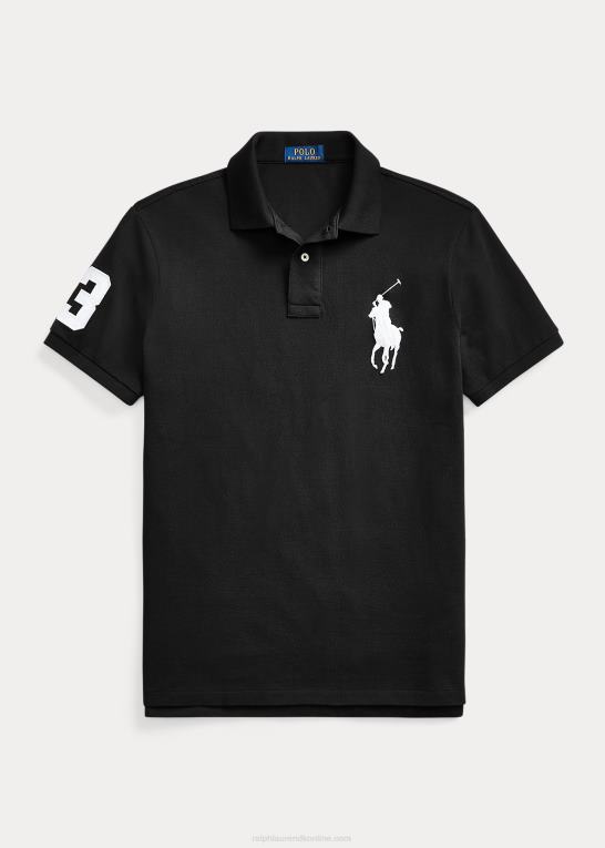 sort Mænd Ralph Lauren brugerdefineret slank pasform stor pony mesh poloshirt Z426B849