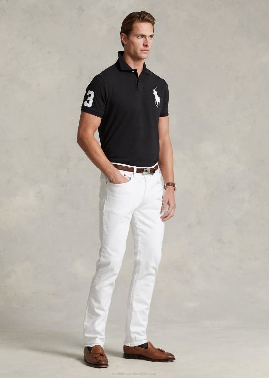 sort Mænd Ralph Lauren brugerdefineret slank pasform stor pony mesh poloshirt Z426B849
