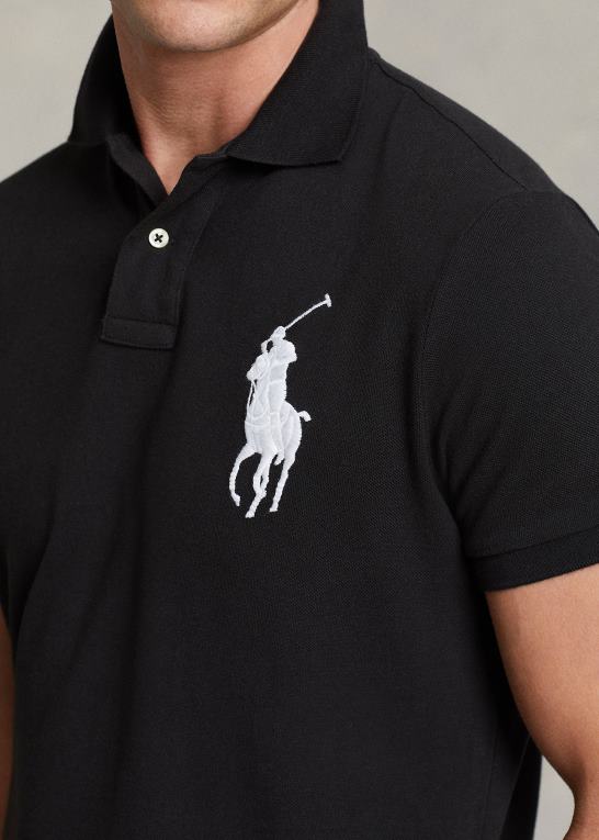 sort Mænd Ralph Lauren brugerdefineret slank pasform stor pony mesh poloshirt Z426B849