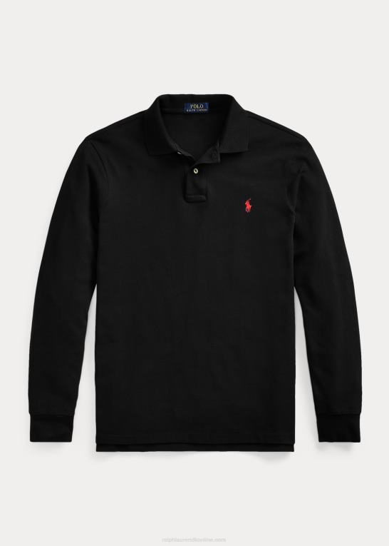 sort Mænd Ralph Lauren mesh langærmet poloshirt Z426B1872