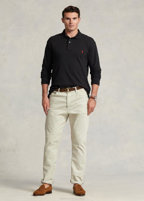 sort Mænd Ralph Lauren mesh langærmet poloshirt Z426B1872