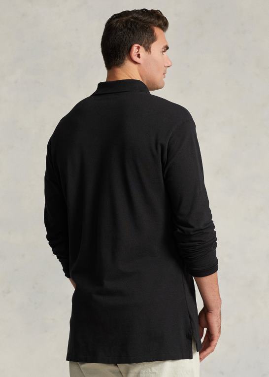 sort Mænd Ralph Lauren mesh langærmet poloshirt Z426B1872