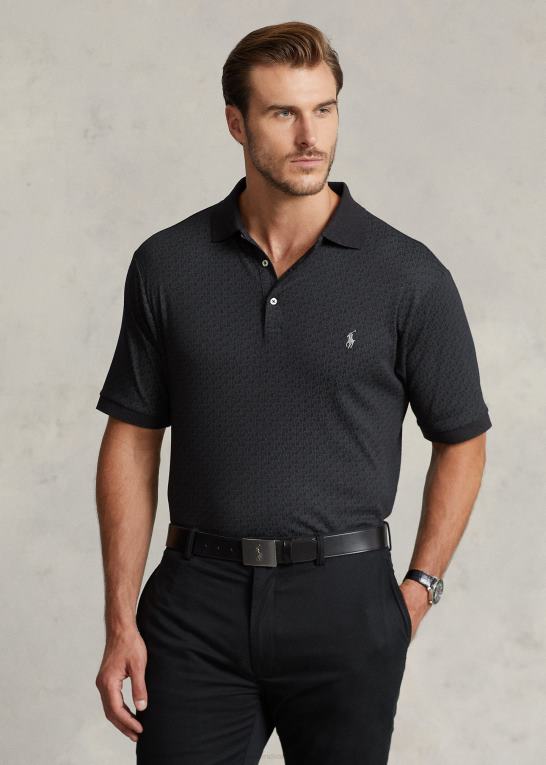 sort lyng Mænd Ralph Lauren monogram blød bomuld poloshirt Z426B1321