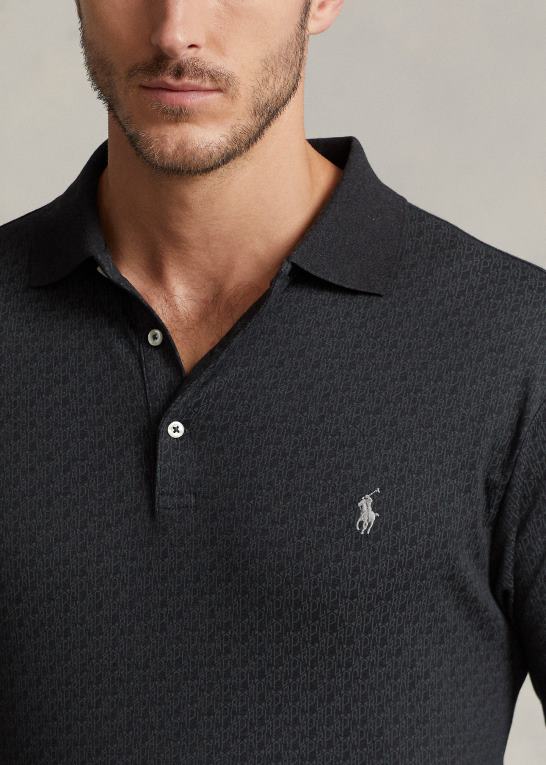 sort lyng Mænd Ralph Lauren monogram blød bomuld poloshirt Z426B1321