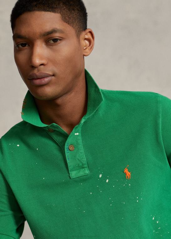 stilk Mænd Ralph Lauren klassisk pasform distressed mesh poloshirt Z426B1181