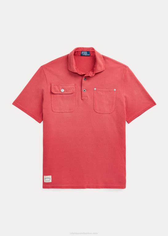 stolpe rød Mænd Ralph Lauren klassisk pasform mesh-lomme poloshirt Z426B8486