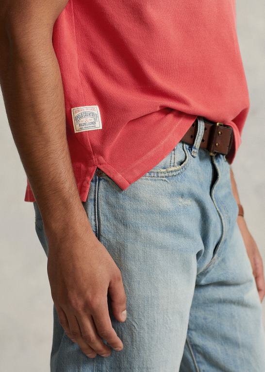 stolpe rød Mænd Ralph Lauren klassisk pasform mesh-lomme poloshirt Z426B8486