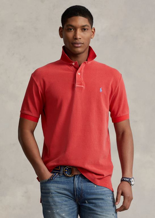 stolpe rød Mænd Ralph Lauren original pasform mesh poloshirt Z426B875