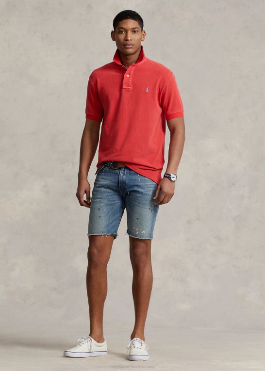 stolpe rød Mænd Ralph Lauren original pasform mesh poloshirt Z426B875