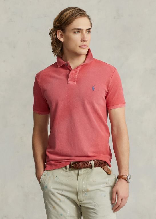 styrbord rød Mænd Ralph Lauren poloshirt i klassisk pasform i mesh Z426B1097
