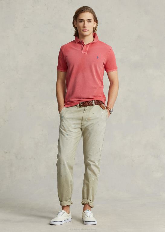 styrbord rød Mænd Ralph Lauren poloshirt i klassisk pasform i mesh Z426B1097