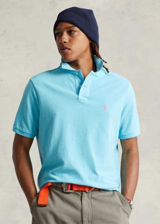 turkis nova Mænd Ralph Lauren slim fit mesh mode poloshirt Z426B17