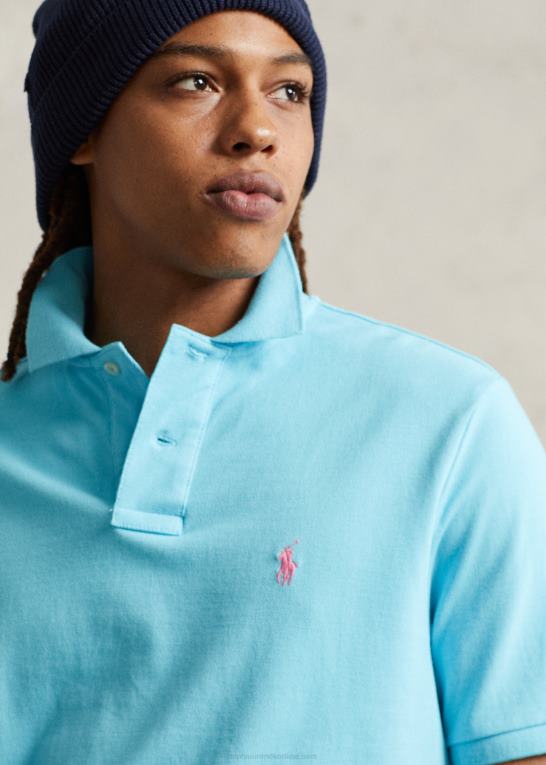 turkis nova Mænd Ralph Lauren slim fit mesh mode poloshirt Z426B17