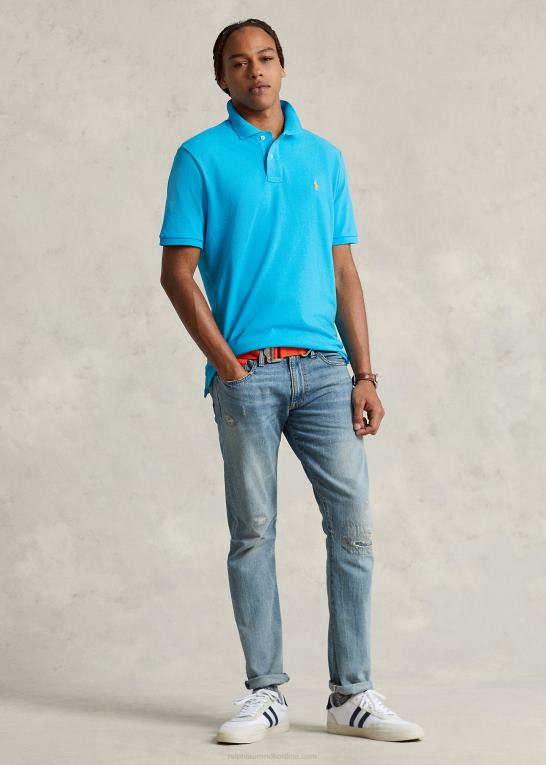 vig blå/orange Mænd Ralph Lauren slim fit mesh mode poloshirt Z426B16