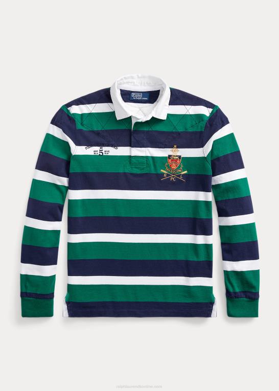atletisk grøn multi Mænd Ralph Lauren klassisk pasform stribet jersey rugby skjorte Z426B797