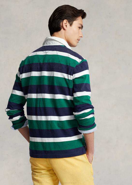 atletisk grøn multi Mænd Ralph Lauren klassisk pasform stribet jersey rugby skjorte Z426B797