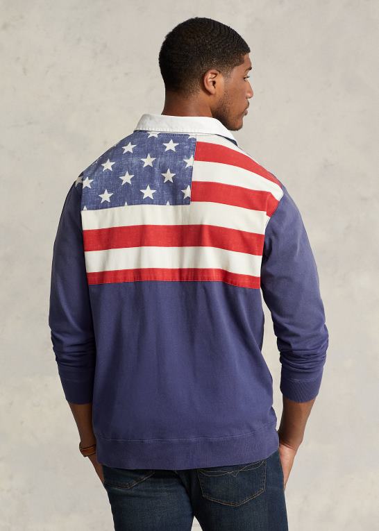 bådehus flåde Mænd Ralph Lauren rugbytrøje i jersey med flagpatch Z426B1652