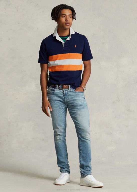 cruise navy multi Mænd Ralph Lauren klassisk pasform stribet jersey rugby skjorte Z426B539