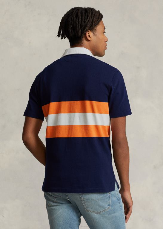cruise navy multi Mænd Ralph Lauren klassisk pasform stribet jersey rugby skjorte Z426B539
