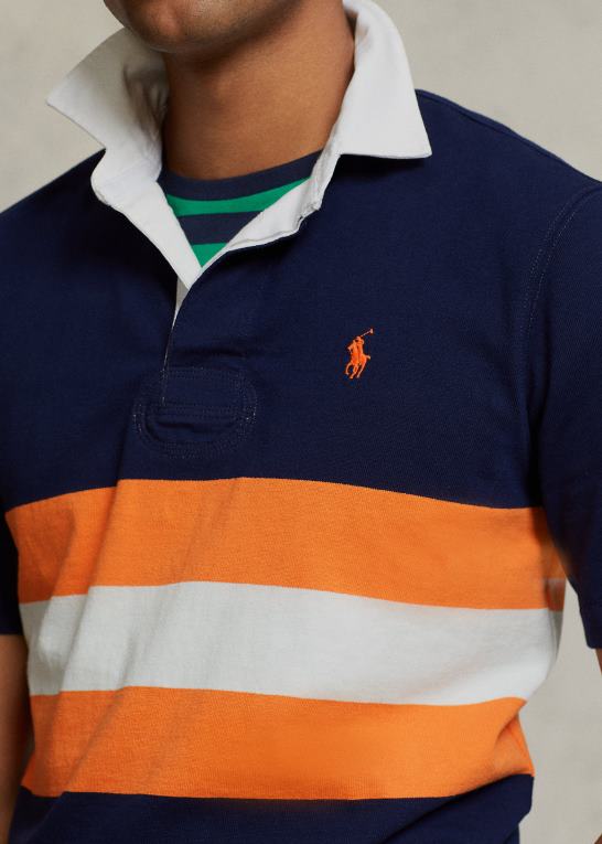 cruise navy multi Mænd Ralph Lauren klassisk pasform stribet jersey rugby skjorte Z426B539