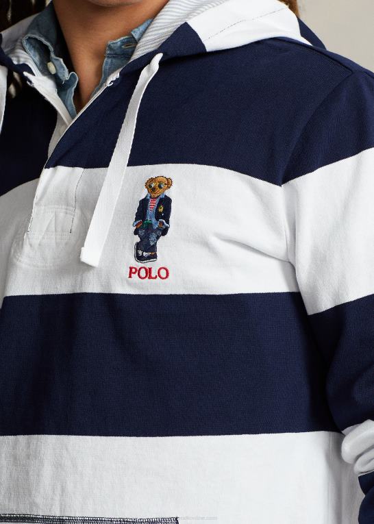 krydstogt marine/hvid Mænd Ralph Lauren rugbytrøje med hætte i polo bear jersey Z426B665
