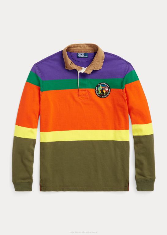 lilla kaktus multi Mænd Ralph Lauren klassisk pasform stribet jersey rugby skjorte Z426B8480