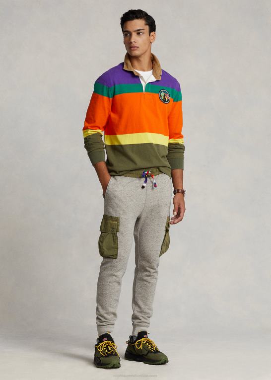 lilla kaktus multi Mænd Ralph Lauren klassisk pasform stribet jersey rugby skjorte Z426B8480