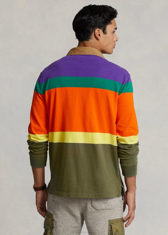 lilla kaktus multi Mænd Ralph Lauren klassisk pasform stribet jersey rugby skjorte Z426B8480