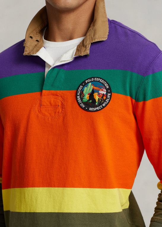 lilla kaktus multi Mænd Ralph Lauren klassisk pasform stribet jersey rugby skjorte Z426B8480