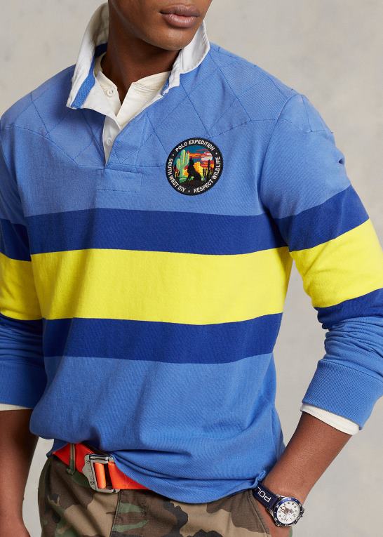 maidstone blå multi Mænd Ralph Lauren klassisk pasform stribet jersey rugby skjorte Z426B638