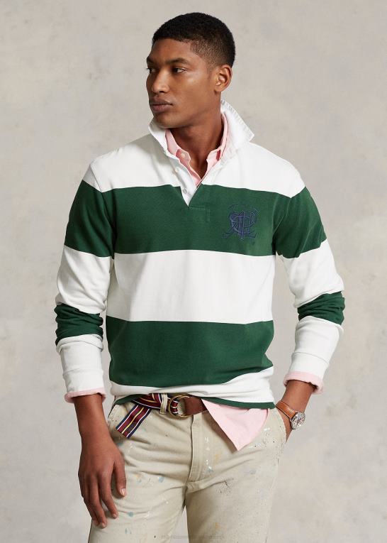 ny skov/dækvask hvid Mænd Ralph Lauren klassisk pasform crest stribet rugby skjorte Z426B1122