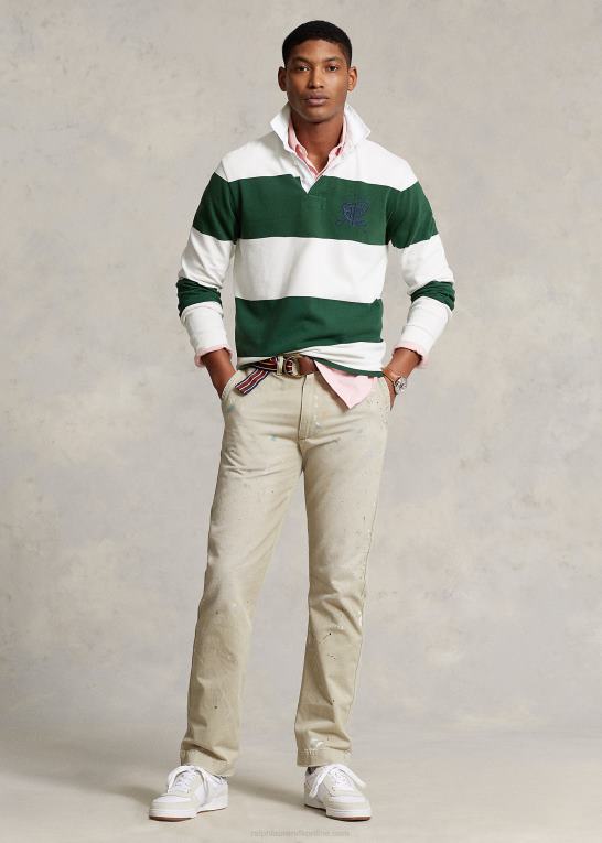 ny skov/dækvask hvid Mænd Ralph Lauren klassisk pasform crest stribet rugby skjorte Z426B1122