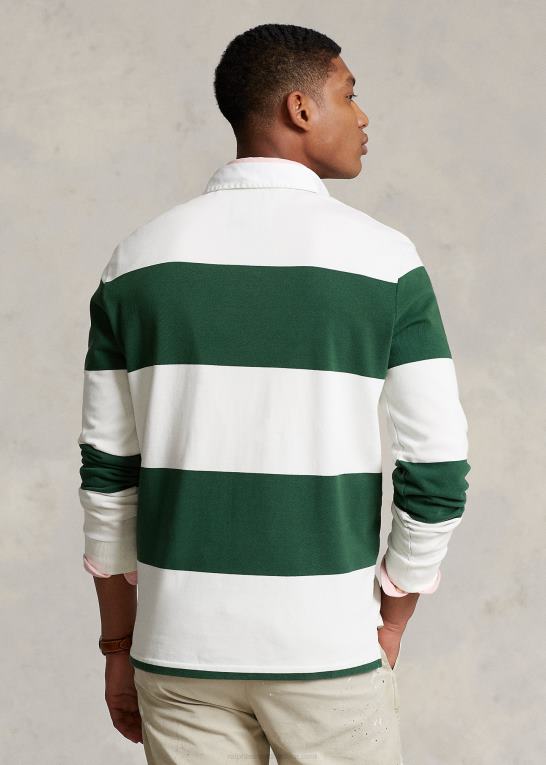 ny skov/dækvask hvid Mænd Ralph Lauren klassisk pasform crest stribet rugby skjorte Z426B1122