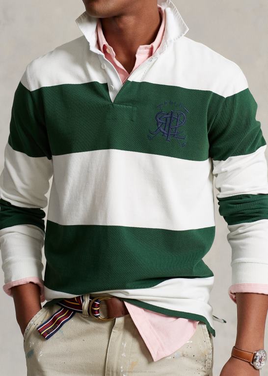 ny skov/dækvask hvid Mænd Ralph Lauren klassisk pasform crest stribet rugby skjorte Z426B1122
