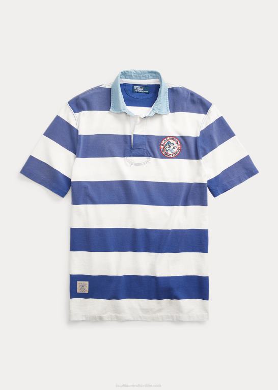 royal navy/dækvask hvid Mænd Ralph Lauren klassisk pasform stribet jersey rugby skjorte Z426B831