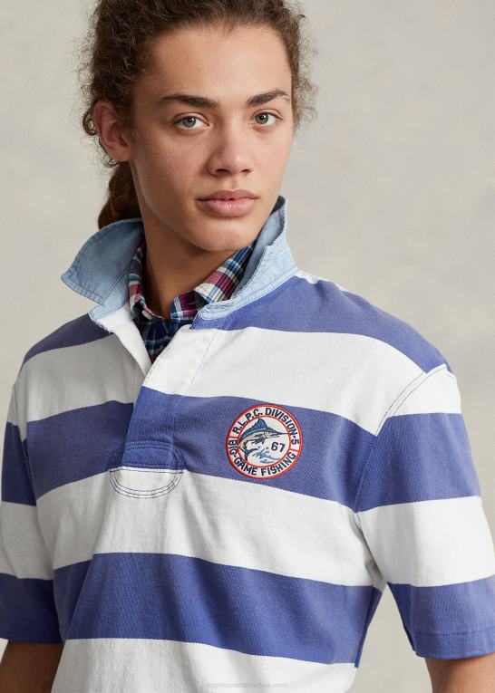 royal navy/dækvask hvid Mænd Ralph Lauren klassisk pasform stribet jersey rugby skjorte Z426B831