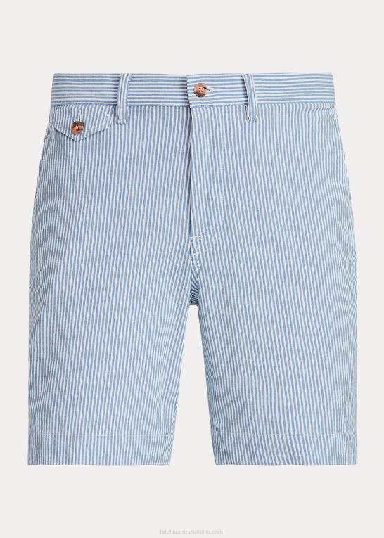 blå seersucker Mænd Ralph Lauren 8-tommer stræk lige kort Z426B90