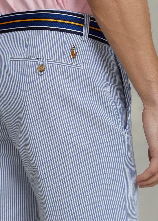 blå seersucker Mænd Ralph Lauren 8-tommer stræk lige kort Z426B90