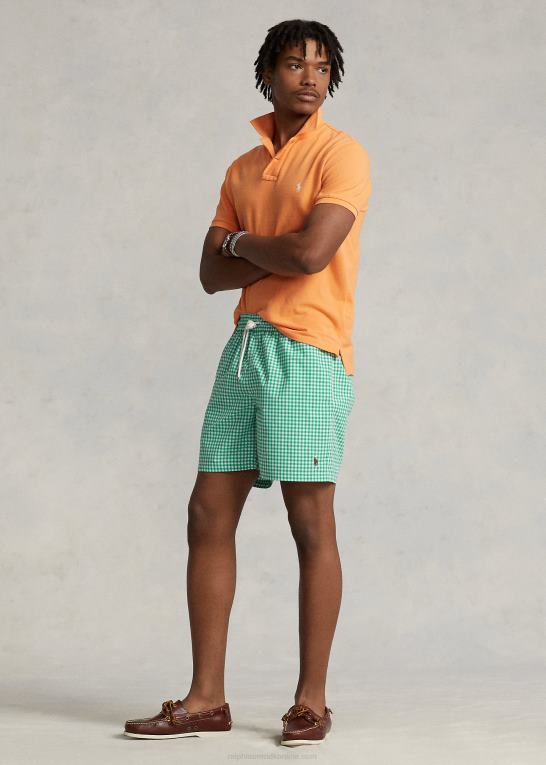 cabo grøn gingham Mænd Ralph Lauren 5,75-tommer klassisk badebukser til rejsende Z426B451